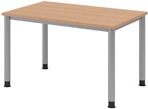 HAMMERBACHER HS12 höhenverstellbarer Schreibtisch eiche rechteckig, 4-Fuß-Gestell silber 120,0 x 80,0 cm
