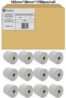 G&G Etikettenrollen für Etikettendrucker ersetzt Zebra 800264-155 weiß, 102,0 x 38,0 mm, 12 x 1790 Etiketten