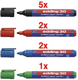 edding Brilliant-Paper-Marker 30 Permanentmarker farbsortiert 1,5 - 3,0 mm, 10 St.