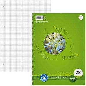 Ursus Collegeblock green Lineatur 28 kariert DIN A4 Innen- und Außenrand, 1 Block