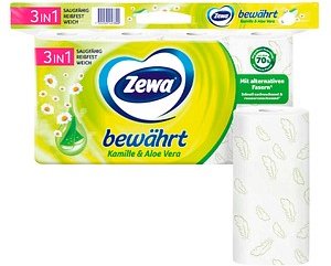 Zewa Toilettenpapier bewährt Kamille & Aloe Vera 3-lagig, 8 Rollen