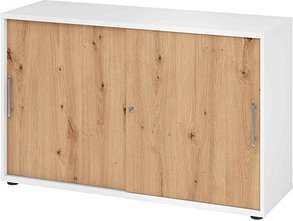 HAMMERBACHER Schiebetürenschrank, V1752S/W/R/RE asteiche, weiß 1 Fachboden 120,0 x 40,0 x 74,8 cm