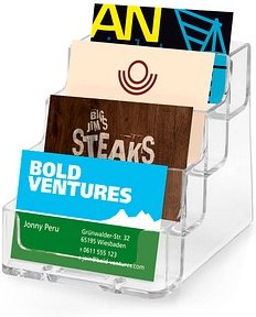 deflecto Visitenkartenhalter glasklar, für pro Fach bis zu 50 Visitenkarten