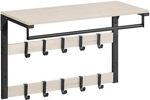 VASAGLE Wandgarderobe weiß Holz 10 Haken 65,0 x 42,0 cm