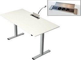 Kerkmann Move Base plus elektrisch höhenverstellbarer Schreibtisch weiß rechteckig, T-Fuß-Gestell silber 160,0 x 80,0 cm