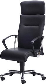 Nowy Styl Chefsessel Eco Lux Leder schwarz, Gestell chrom