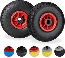 Thumbnail - relaxdays Sackkarrenräder luftbereift schwarz, rot Kunststoff Felgen, Achse 2,5 cm