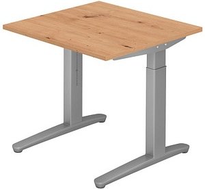 HAMMERBACHER VXB08 höhenverstellbarer Schreibtisch grafit quadratisch, C-Fuß-Gestell silber 80,0 x 80,0 cm