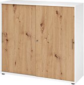 HAMMERBACHER Schiebetürenschrank Haziender, V1753S/W/R/BS asteiche, weiß 2 Fachböden 120,0 x 40,0 x 110,0 cm