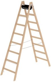 Thumbnail - MUNK Stehleiter beidseitig 33216 natur 2x 8 Sprossen, H: 234,0 cm