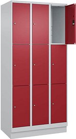 CP Schließfachschrank Classic PLUS lichtgrau, rubinrot 080020-303 S10001, 9 Schließfächer 90,0 x 50,0 x 195,0 cm