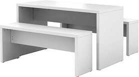 HAMMERBACHER Mehrzwecktisch Meeting Point weiß rechteckig, Wangen-Gestell weiß, 130,0 x 68,0 x 72,8 cm