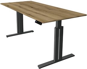 Kerkmann Move 3 elegant elektrisch höhenverstellbarer Schreibtisch eiche rechteckig, T-Fuß-Gestell grau 180,0 x 80,0 cm