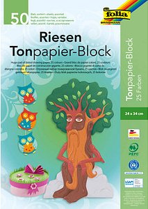 folia Tonpapier Riesen-Block farbsortiert 130 g/qm 50 Blatt