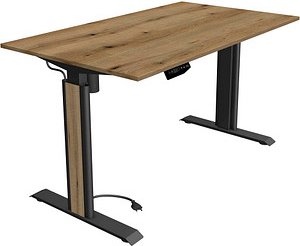 Kerkmann Move 1 advance elektrisch höhenverstellbarer Schreibtisch eiche rechteckig, T-Fuß-Gestell grau 140,0 x 80,0 cm