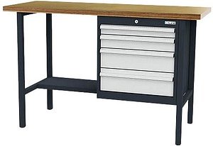 Thumbnail - Simplaflex® Systemeinrichter Werkbank C-Line anthrazit, RAL 7016, lichtgrau, RAL 7035 4 Schubladen 150,0 x 60,0 x 96,0 c...