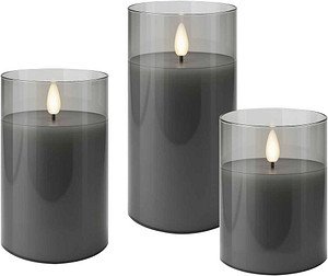 goobay LED-Kerzen grau, 3 St.