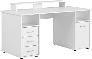 MÖBELPARTNER Niels light Schreibtisch perlweiß rechteckig, Wangen-Gestell weiß 150,0 x 70,0 cm