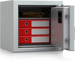 ISS Tresor Düsseldorf Mettmann II Sicherheitsstufe S2 nach EN14450 mit Feuerschutz lichtgrau 49,5 x 47,2 x 47,5 cm