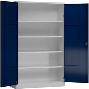 ClassiX Metallschrank X-530381 enzianblau, lichtgrau 4 Fachböden 120,0 x 60,0 x 194,5 cm, aufgebaut, 1 St.