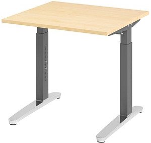 HAMMERBACHER VXB08 höhenverstellbarer Schreibtisch ahorn quadratisch, C-Fuß-Gestell grau 80,0 x 80,0 cm
