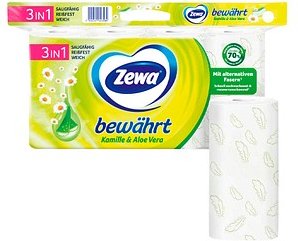 Zewa Toilettenpapier bewährt Kamille & Aloe Vera 3-lagig, 16 Rollen
