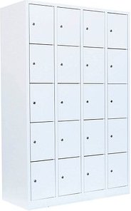 LÜLLMANN Schließfachschrank signalweiß 520547, 20 Schließfächer 117,0 x 50,0 x 180,0 cm