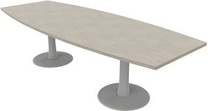 Quadrifoglio Konferenztisch Idea+ beton Tonnenform, Säulenfuß silber, 280,0 x 80,0 - 110,0 x 74,0 cm