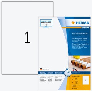 Thumbnail - HERMA wetterfeste Etiketten weiß 210,0 x 297,0 mm, 80 Blatt