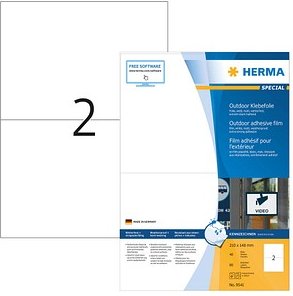 80 HERMA Folien-Kraftklebe-Etiketten 9541 weiß 210,0 x 148,0 mm
