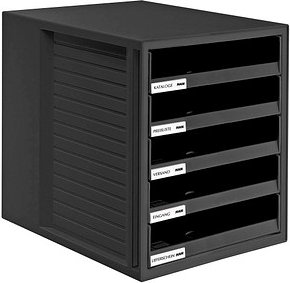 Thumbnail - HAN Schubladenbox Schrank-Set schwarz 1401-13, DIN A4 mit 5 Schubladen