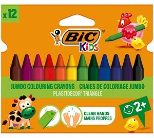 BIC Kids Plastidecor Triangle Wachsmalstifte farbsortiert, 12 St.