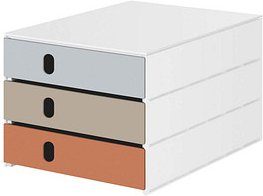 Thumbnail - styro Schubladenbox styroval pro feelings, Pebbles grau, beige, orangebraun 14-8050.Pe, DIN A4 mit 3 Schubladen, 1 St.