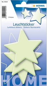 HERMA Leuchtaufkleber Sterne, leuchtgrün, 3 Etiketten