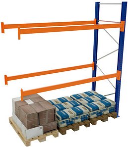 SCHULTE Anbau-Schwerlast-Weitspannregal 46828-N orange, blau, silber 278,6 x 110,0 x 400,0 cm