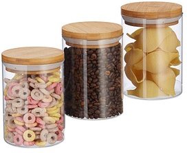 relaxdays Vorratsdosen 14,0 cm hoch transparent 0,6 l, 3 St.