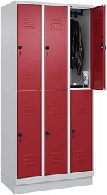 CP Spind Classic PLUS lichtgrau, rubinrot 080320-30 S10001, 6 Schließfächer 90,0 x 50,0 x 195,0 cm
