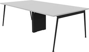 Quadrifoglio Konferenztisch X3 lichtgrau rechteckig, 4-Fuß-Gestell grau, 240,0 x 120,0 x 75,0 cm