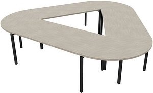 Quadrifoglio Konferenztisch Idea+ beton Trapezform, Vierkantrohr grau, 320,0 x 298,0 x 74,0 cm