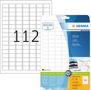 2.800 HERMA Etiketten 4334 weiß 25,4 x 16,9 mm