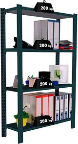 Simonrack Schwerlastregal OFFICCLICK 4 8425437103438 anthrazit, silber 90,0 x 30,0 x 150,0 cm