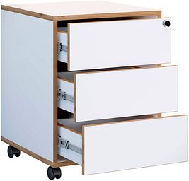 Thumbnail - VCM my office Salia Rollcontainer weiß, honig-eiche 3 Auszüge 39,0 x 45,0 x 50,0 cm