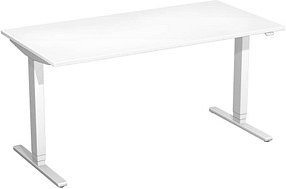 Thumbnail - geramöbel Flex elektrisch höhenverstellbarer Schreibtisch weiß rechteckig, T-Fuß-Gestell silber 160,0 x 80,0 cm
