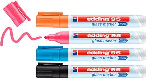 edding 95 Glasboardmarker farbsortiert 1,0 - 5,0 mm, 4 St.