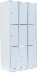 LÜLLMANN Schließfachschrank signalweiß 520337, 9 Schließfächer 88,5 x 50,0 x 180,0 cm