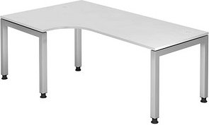 HAMMERBACHER Prokura höhenverstellbarer Schreibtisch weiß L-Form, 5-Fuß-Gestell weiß 200,0 x 120,0 cm