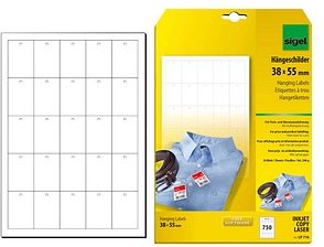 Thumbnail - SIGEL Hängeetiketten weiß 38,0 x 55,0 mm blanko, 750 St.