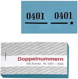 WOLF & APPENZELLER Doppelnummernblöcke 0001-0100, 0101-0200, 0201-0300, 0301-0400, 0401-0500, blau, 5 Blöcke