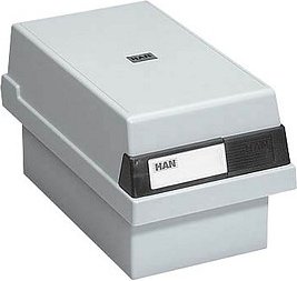 HAN Karteikasten DIN A7 für 800 Karteikarten grau mit Deckel