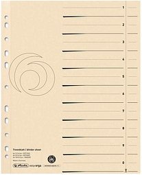 herlitz Trennblätter DIN A4 1-0 chamois, 180 g, 50 St.